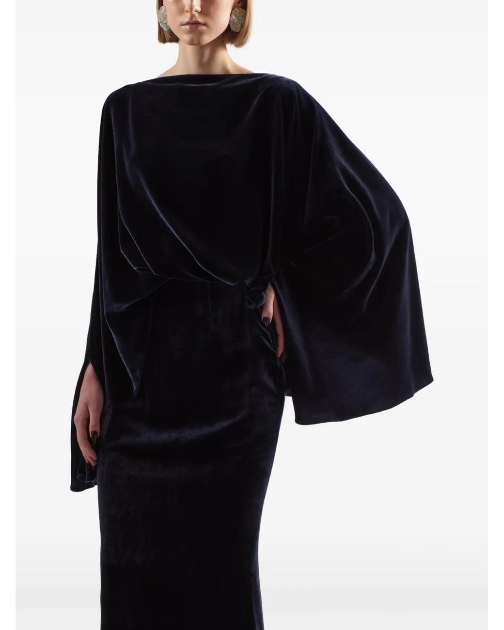 Taller Marmo Blue Musidora Velvet Maxi Gown