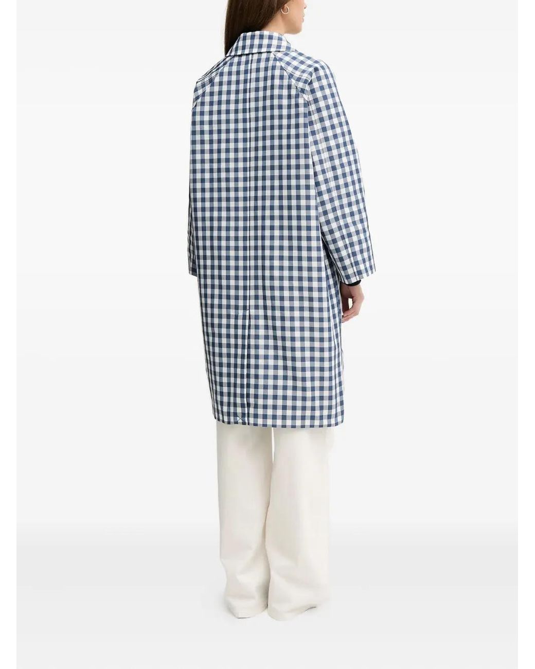 Benetton Blue Gingham-Check Coat