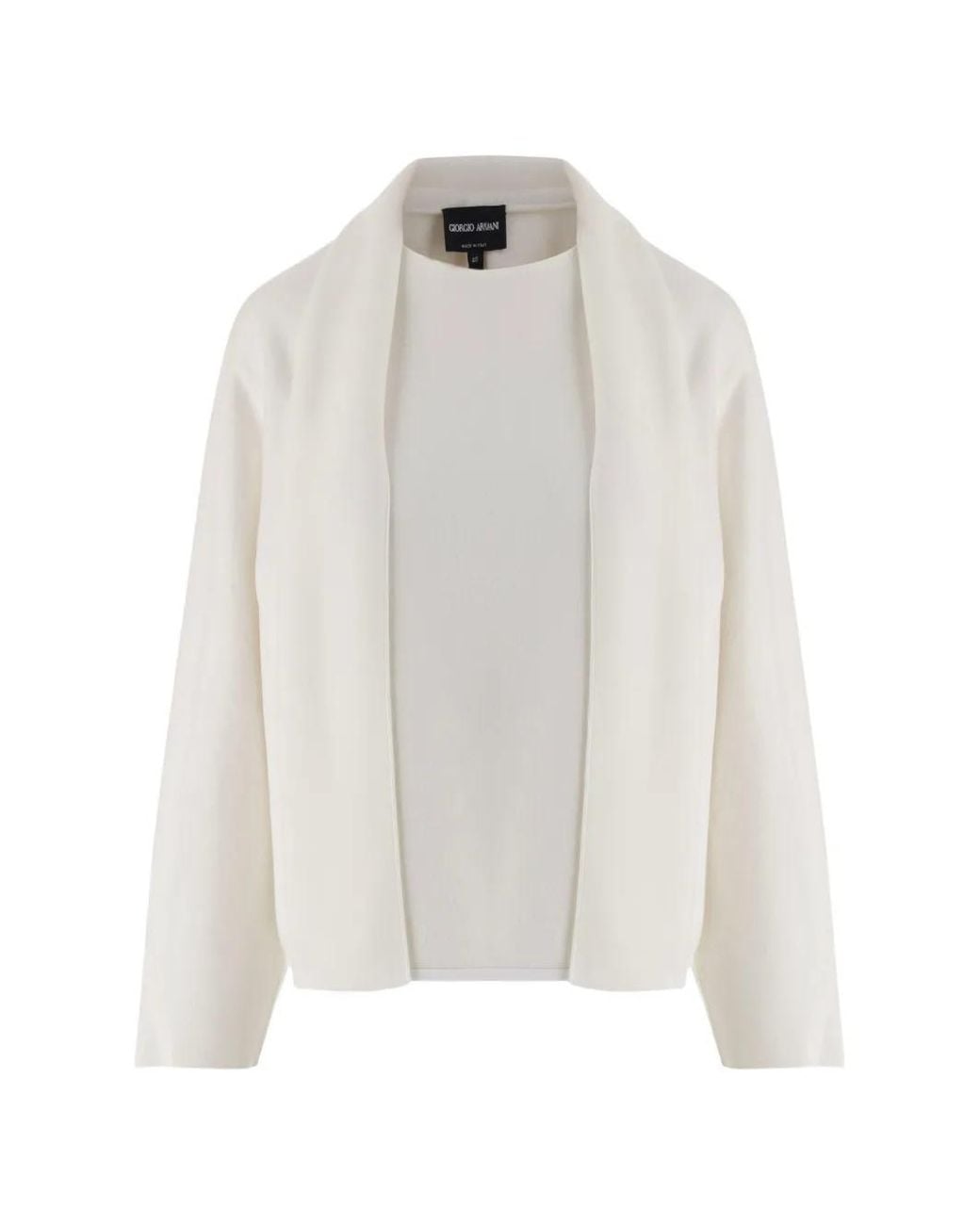 Giorgio Armani White Pull À Col Châle En Laine