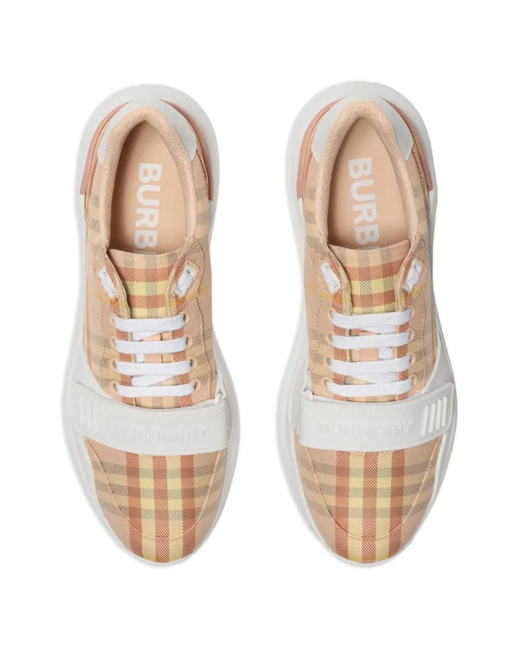 Burberry White Check Touch-Strap Sneakers
