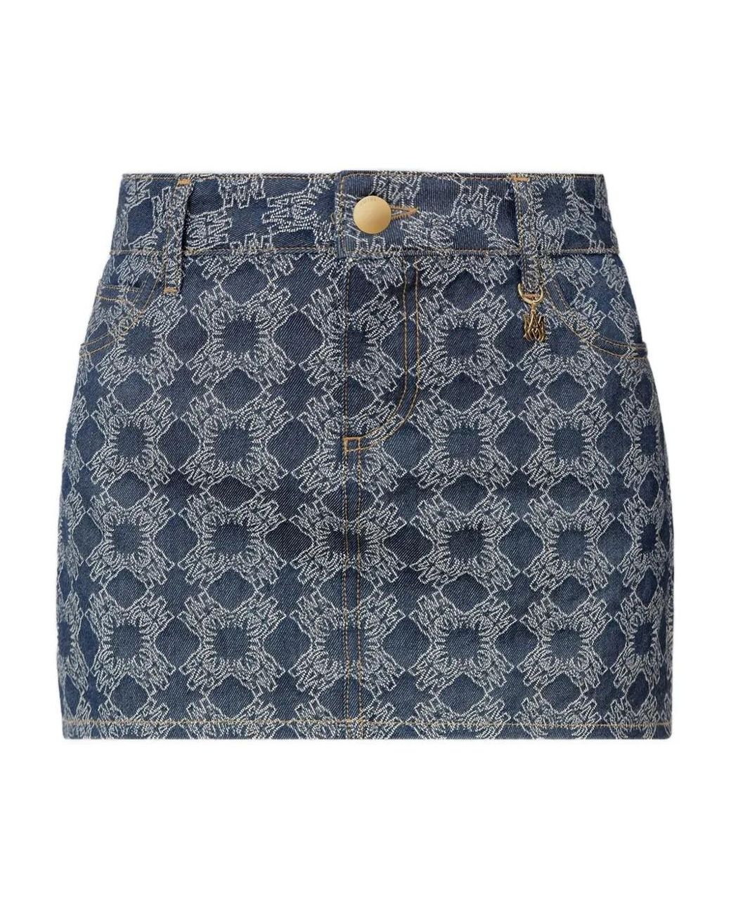 Amiri Blue Quad Denim Mini Skirt
