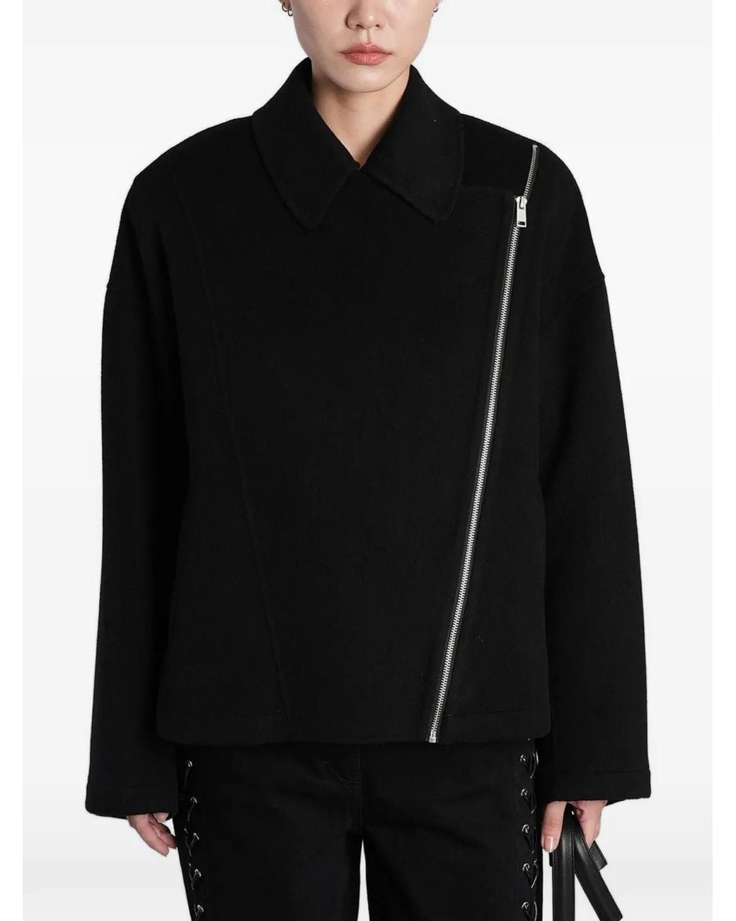 IRO Black Ampstack Asymmetric Zip-Fastening Jacket