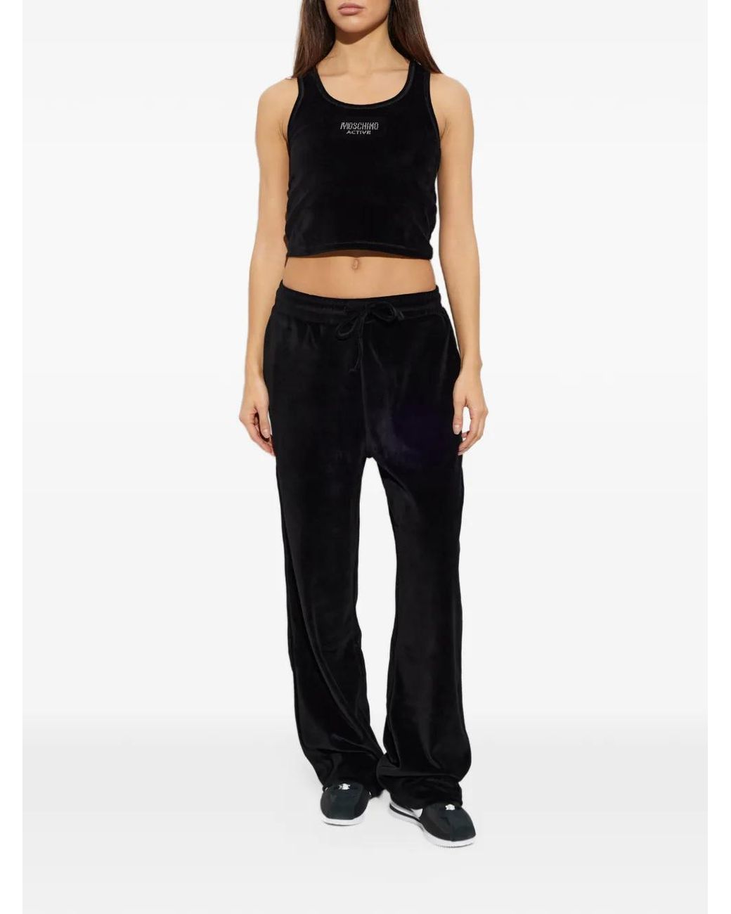 Moschino Black Active Rhinestone-Logo Pajamas