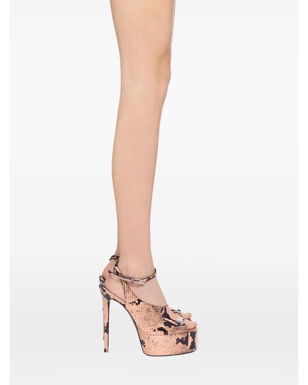 The Attico Pink Ornella Python-Print Heeled Leather Pumps