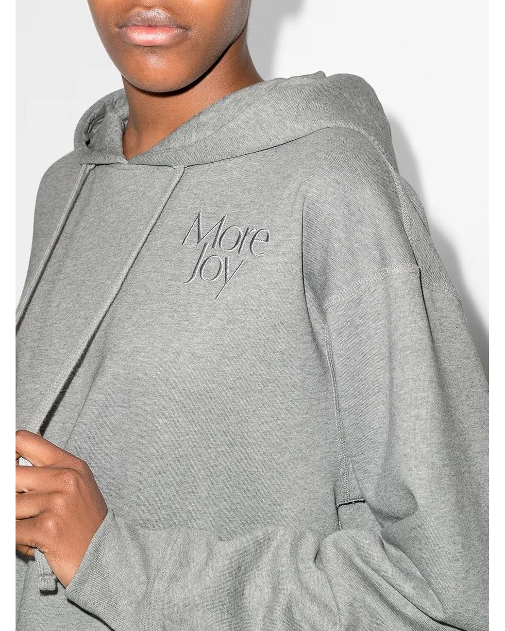 More Joy Gray Logo-Embroidered Cropped Hoodie