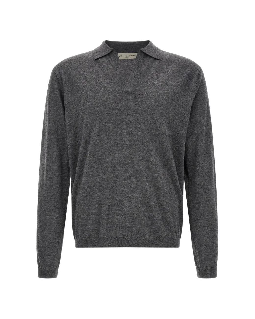LARMERI STUDIO Gray Touch V-Neck Polo Shirt for men