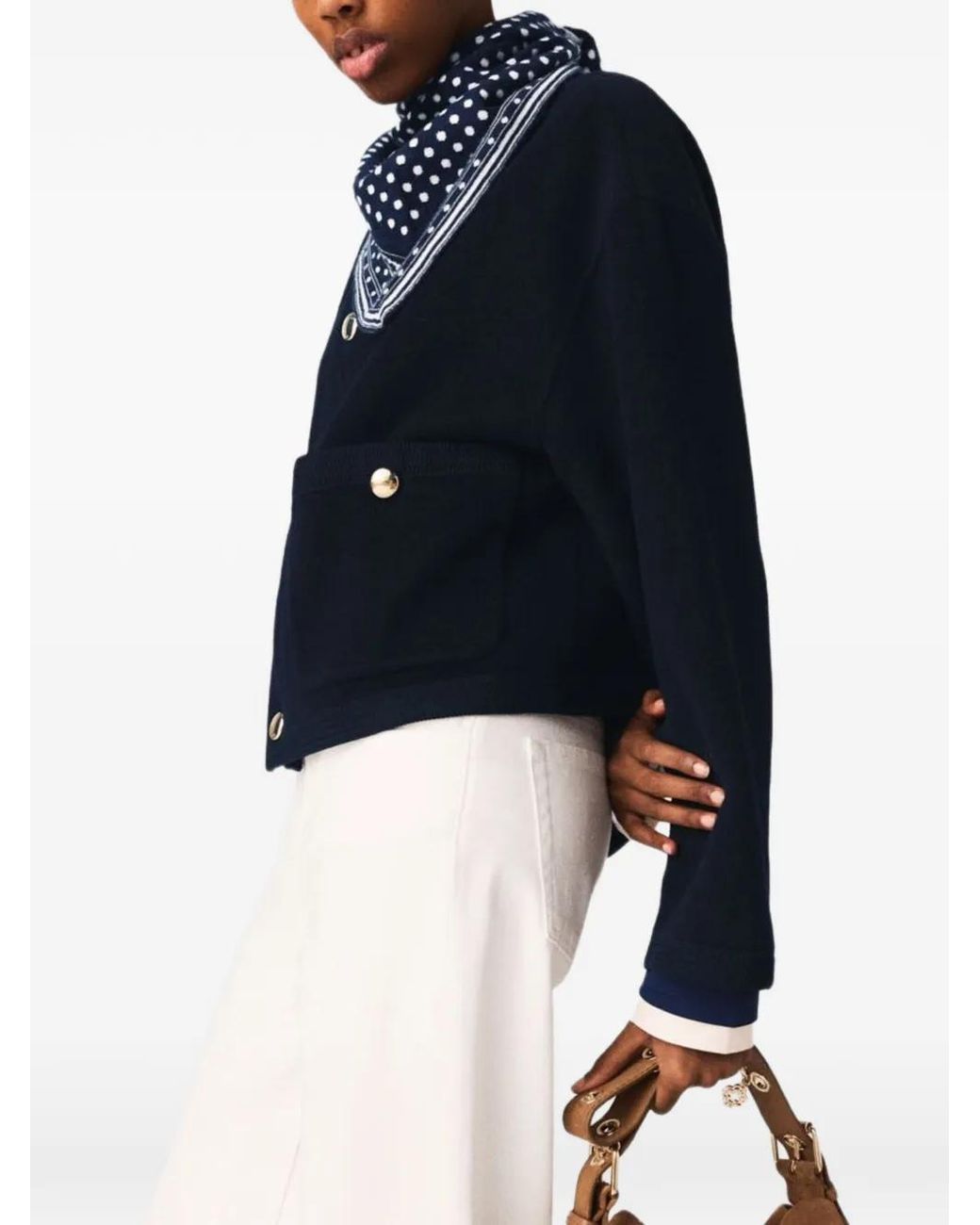 Maje Blue Pocket Button Jacket