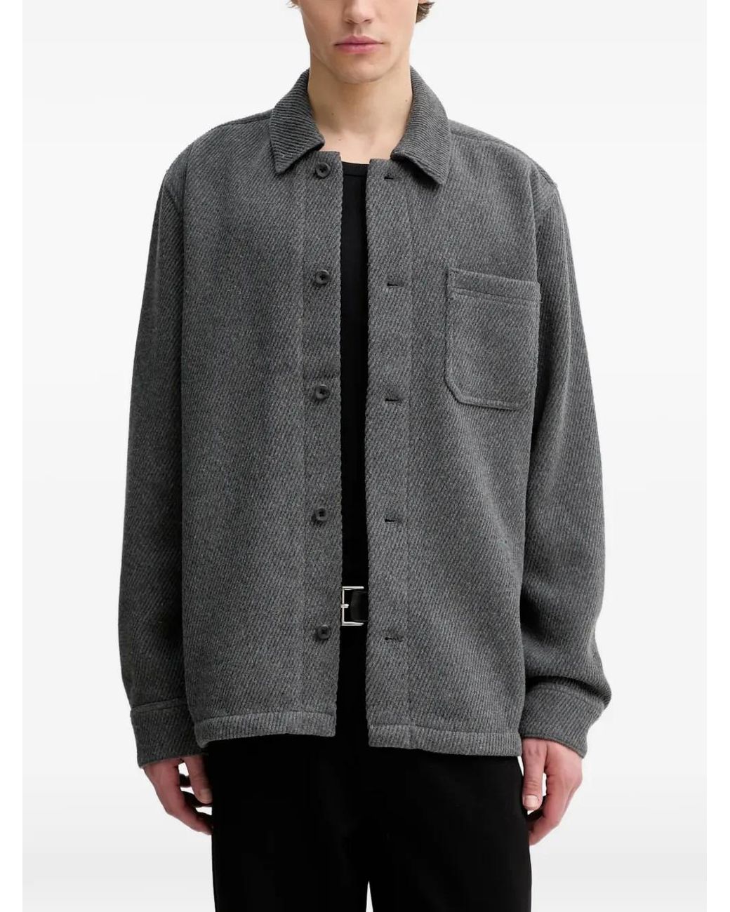 Les Deux Gray Hamilton Button-Front Overshirt for men