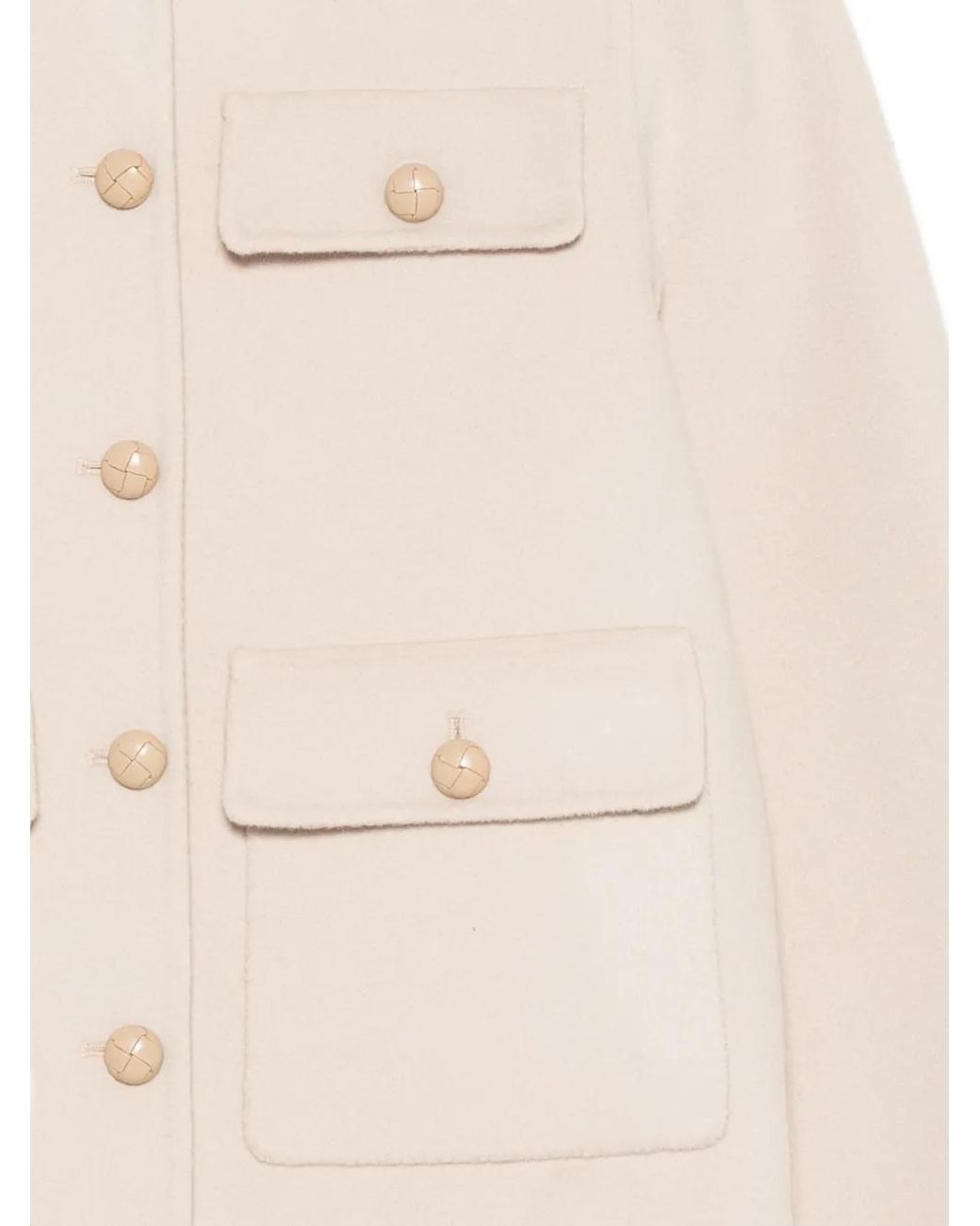 Semicouture Natural Button-Up Wool Jacket