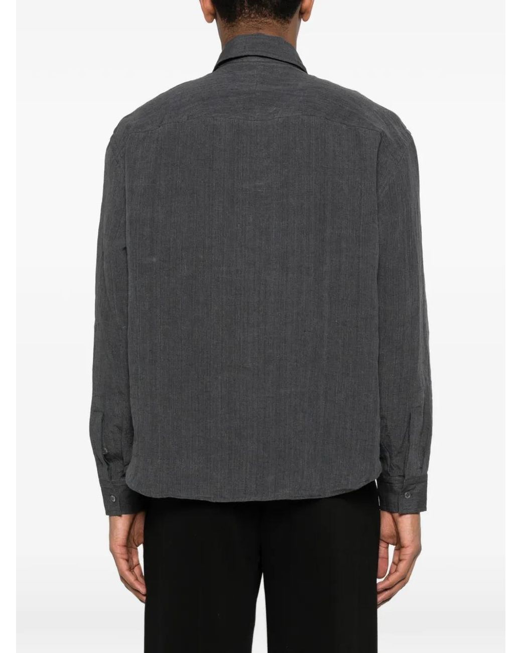 Lardini Black Chest-Pocket Buttoned Shirt for men
