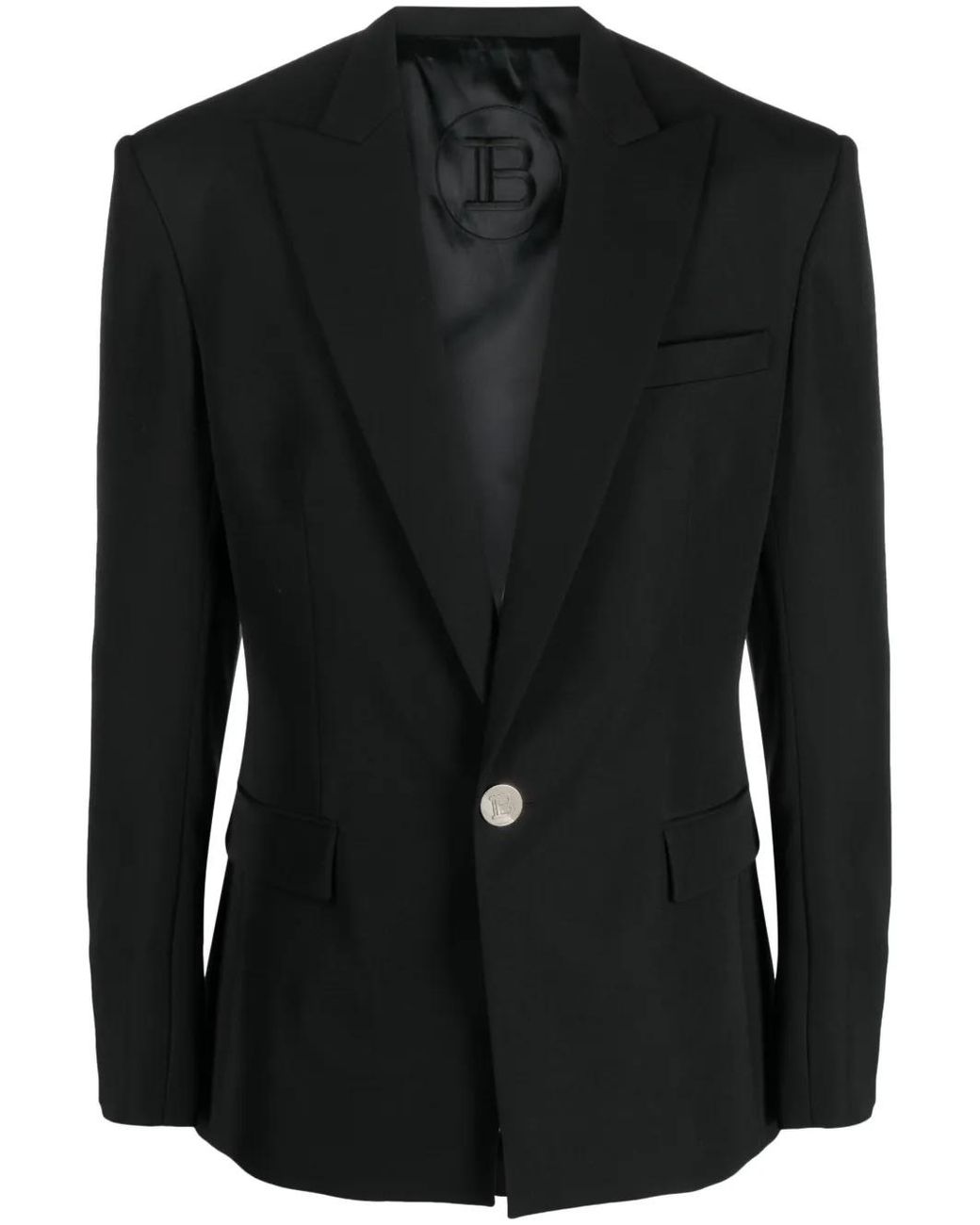 Balmain Black Single-Breasted Wool Blazer for men