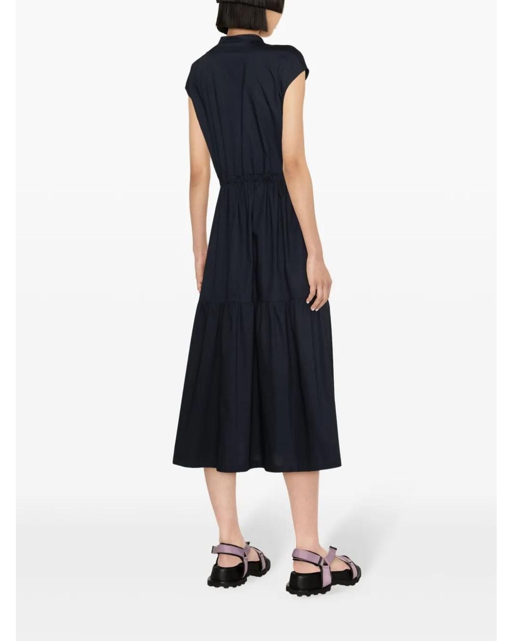 Woolrich Blue Flounced Poplin Long Dress