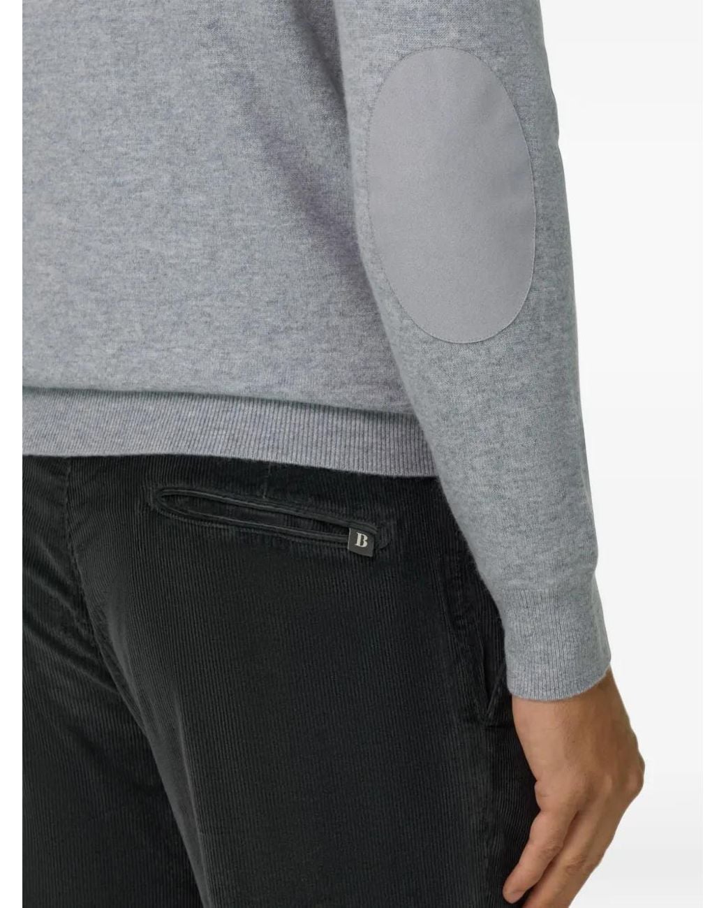Boggi Gray Roll Neck Jumper Quarter-Zip Wool Cashmere Mélange for men