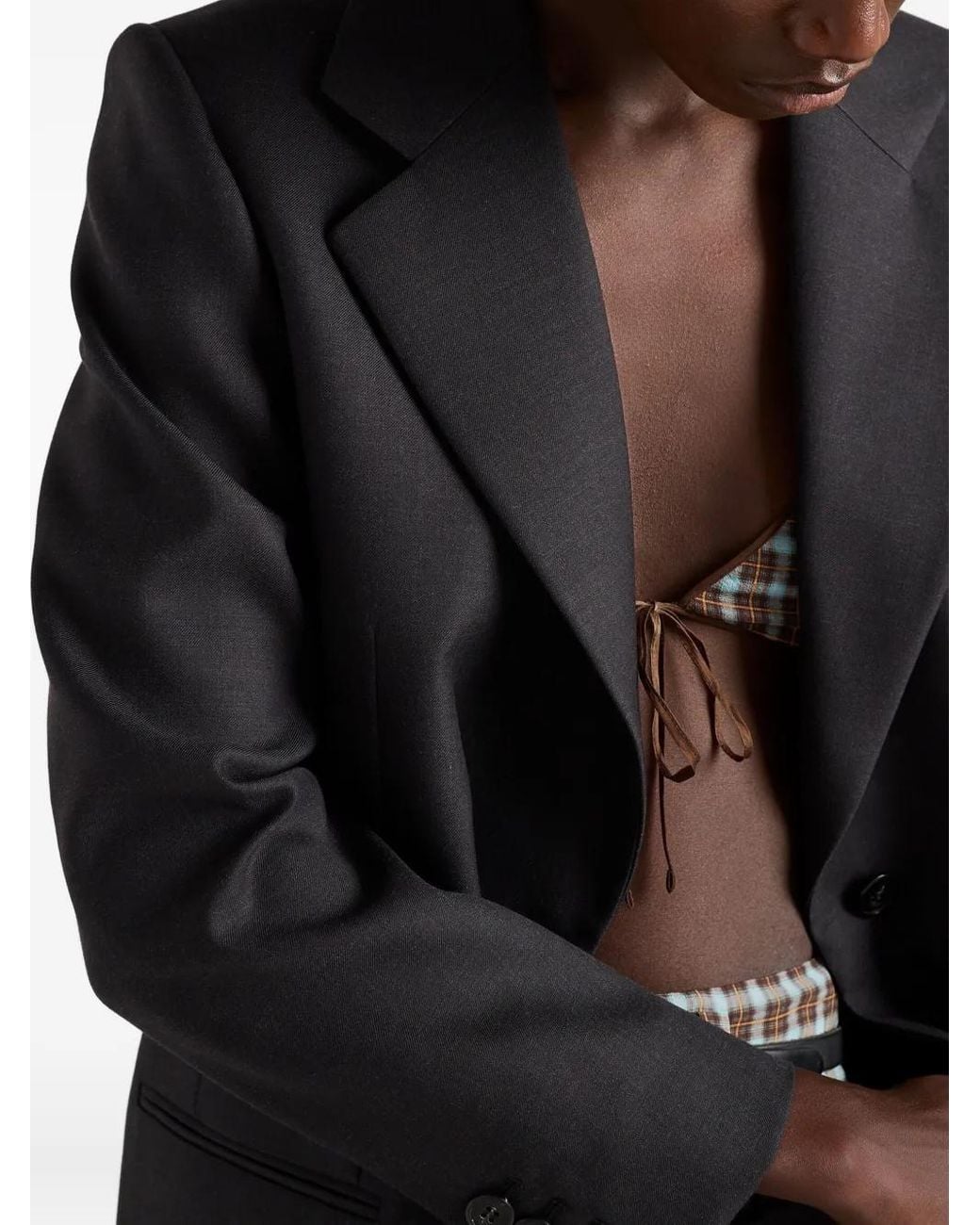 Prada Blazer Met Bewerkte Revers in het Black