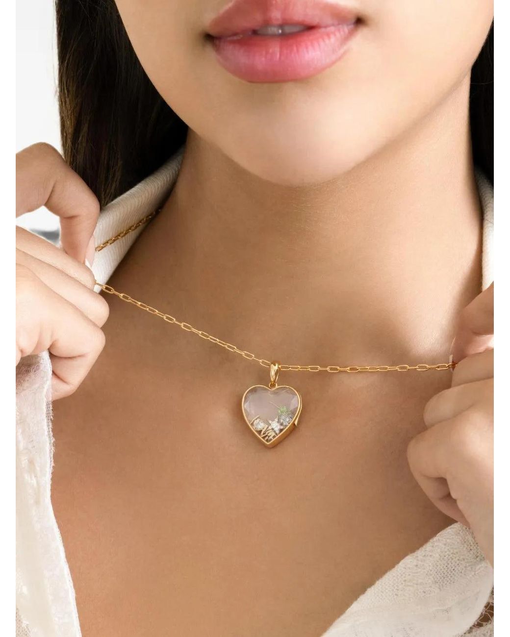 Loquet London Metallic Heart Diamond Charm