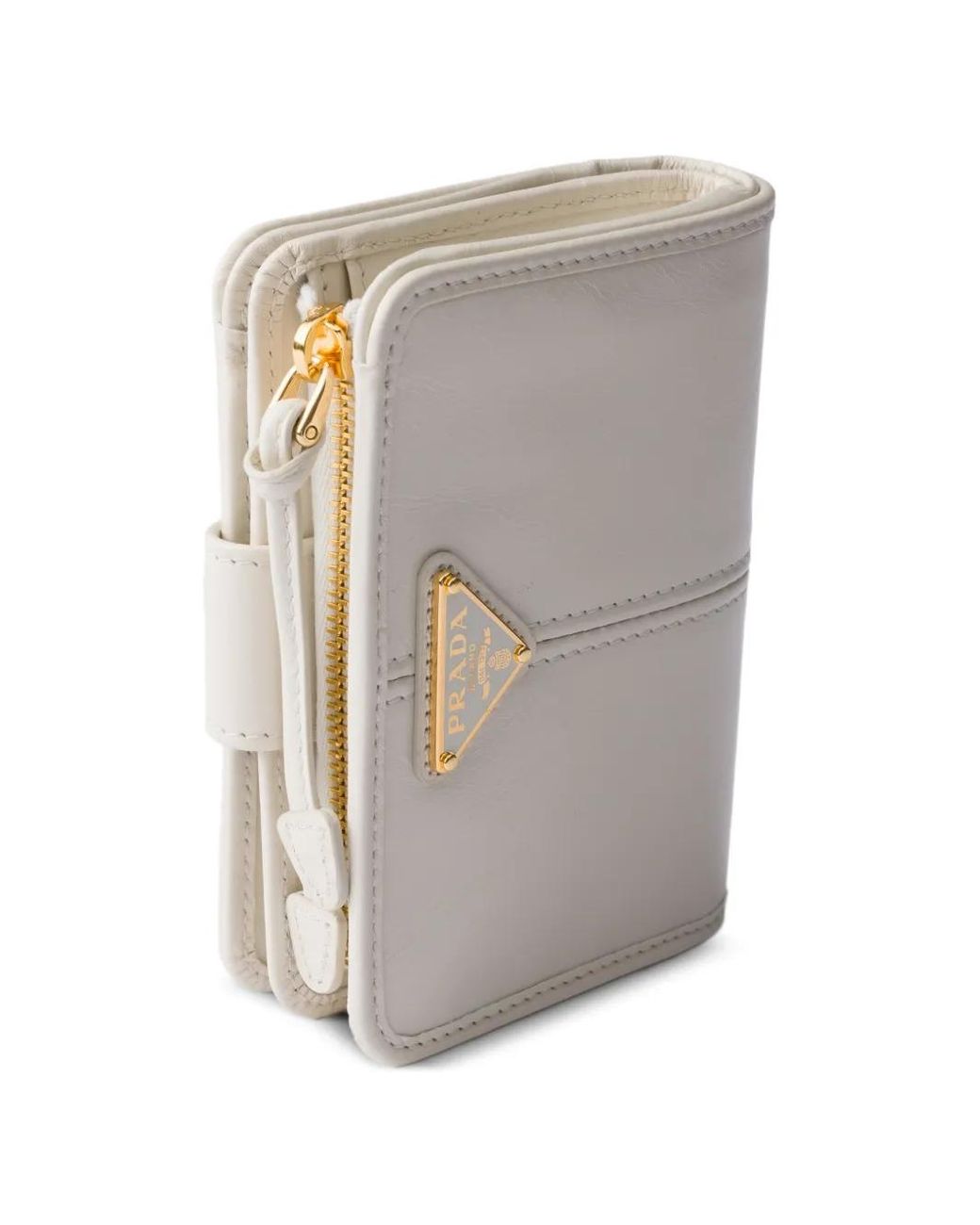 Prada White Petit Portefeuille En Cuir