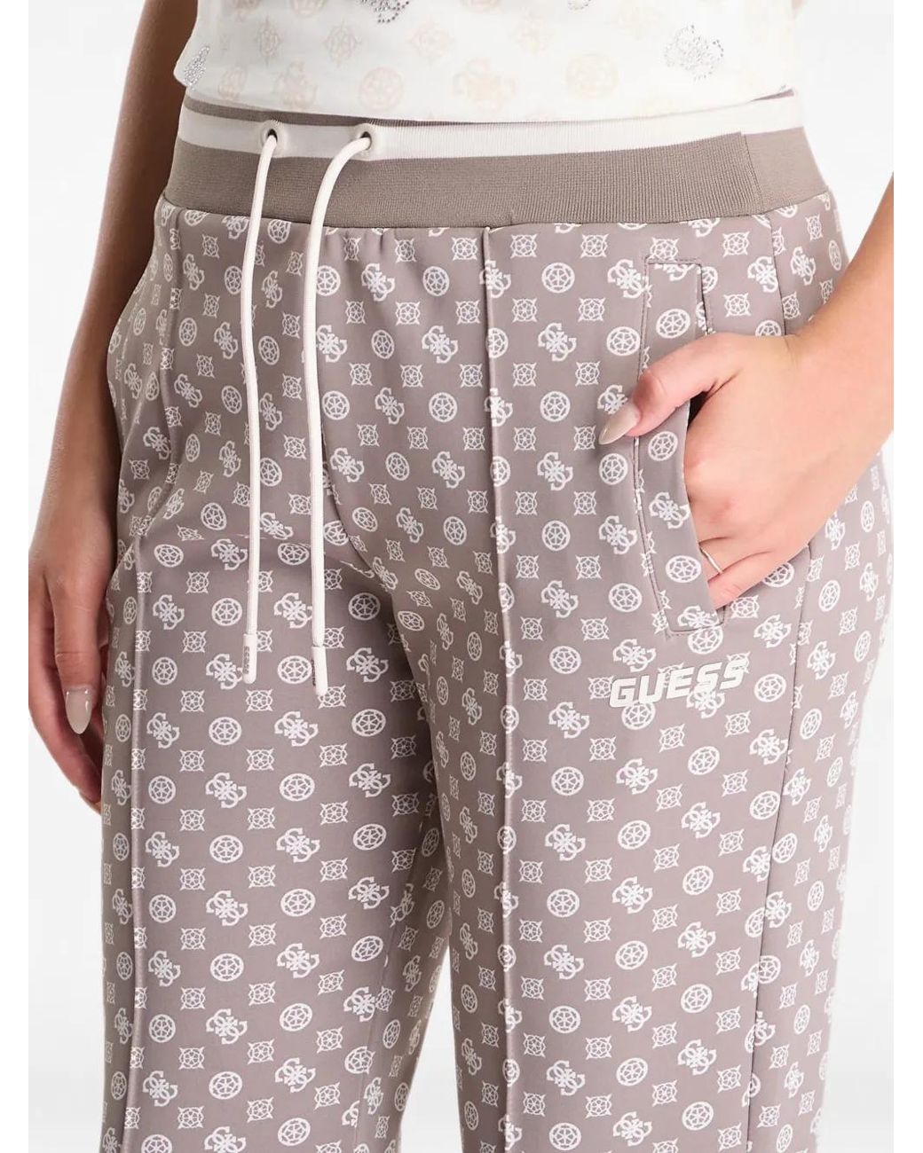 Guess Brown Scuba Logo-Print Track Pants