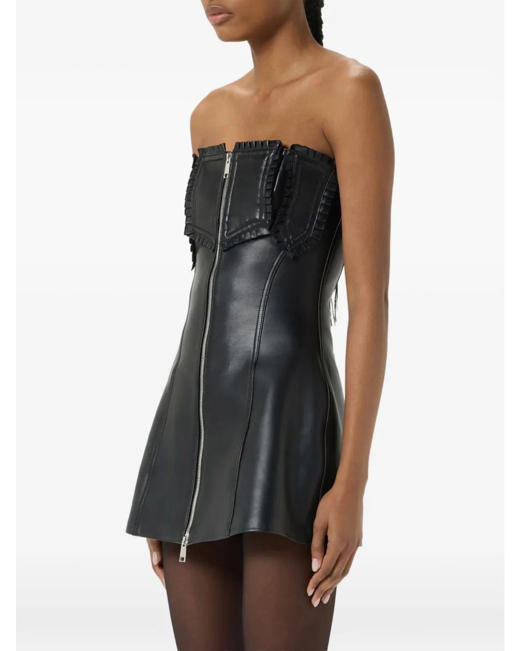 Blumarine Black Ruffled Bustier Mini Dress