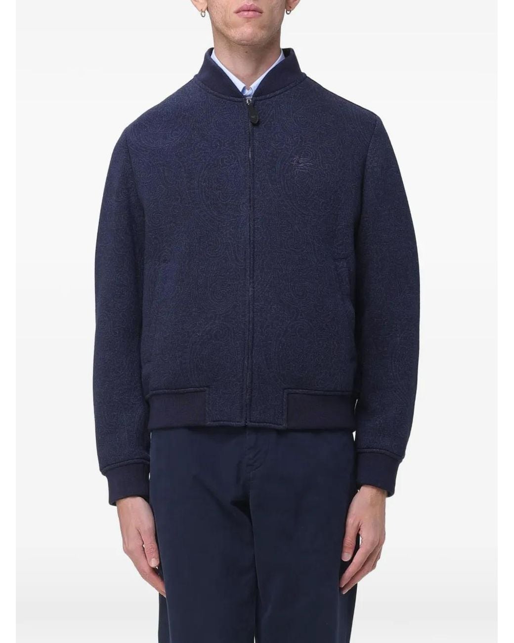 Etro Blue Paisley-Patterned Bomber Jacket for men