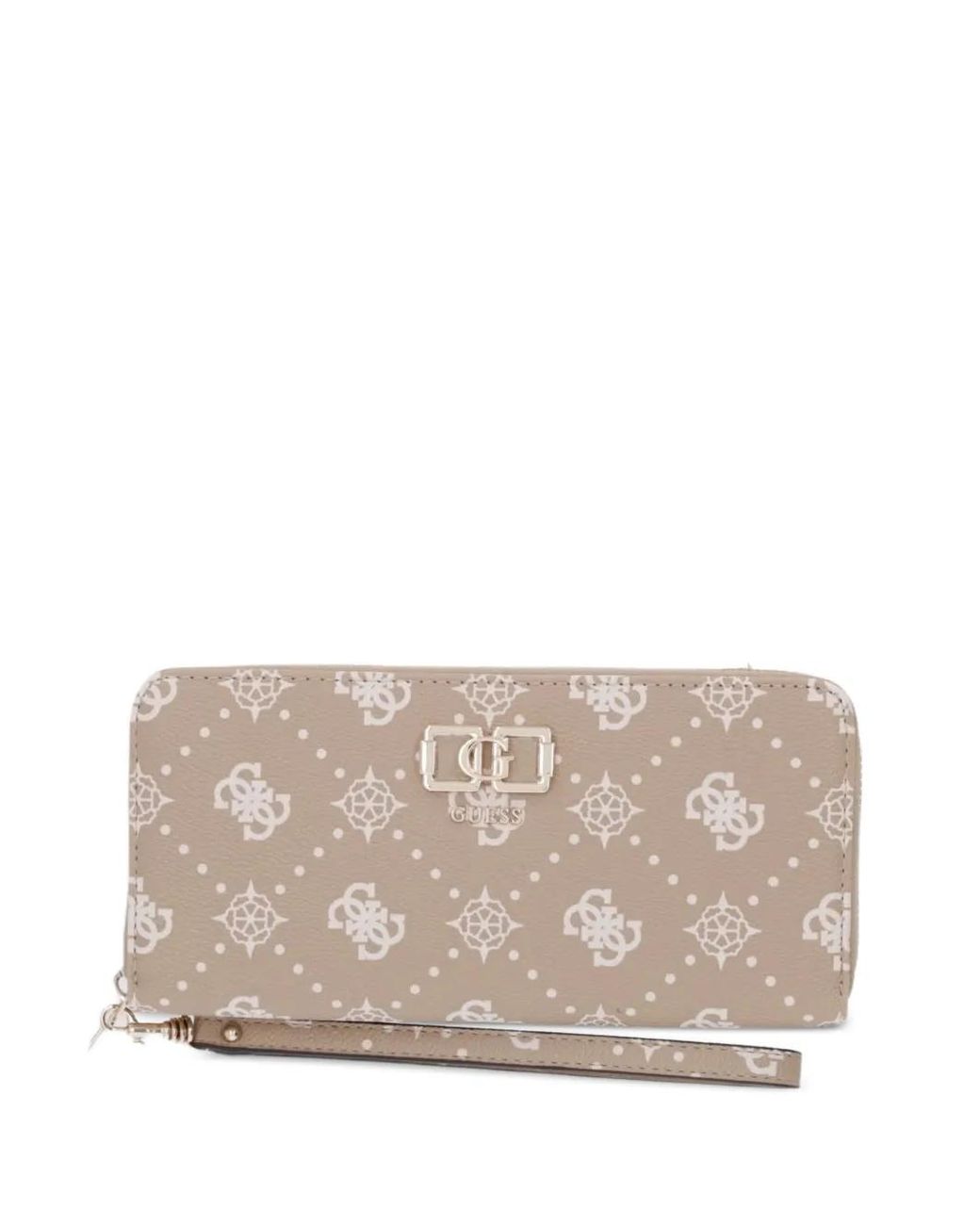 Guess Natural Emelie Monogram-Print Logo-Plaque Wallet