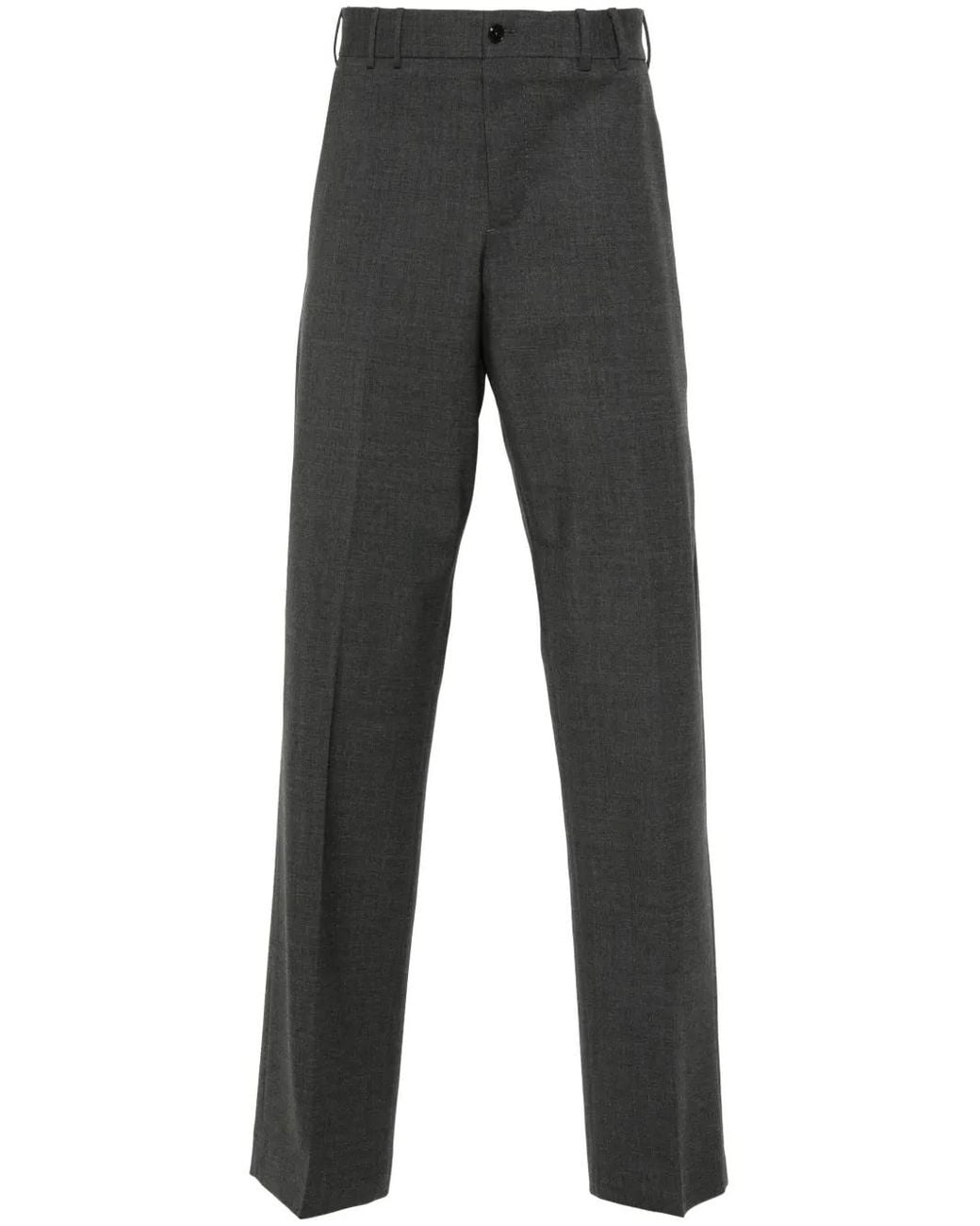PT Torino Gray Michael Mid-Rise Tailored Trousers for men