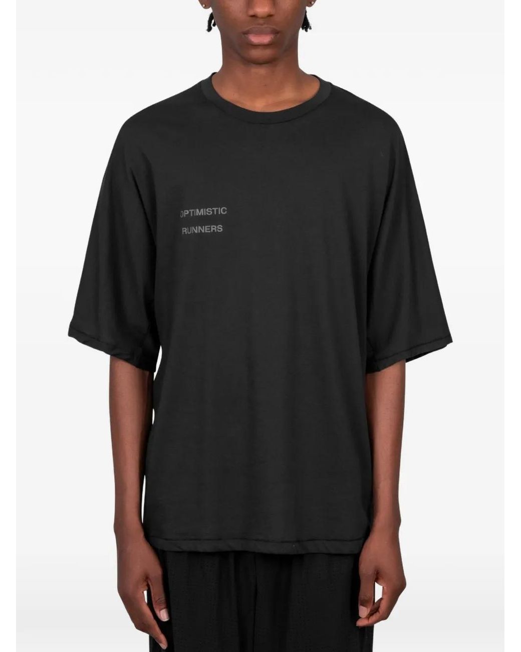 Optimistic Runners Black Logo-Print T-Shirt for men