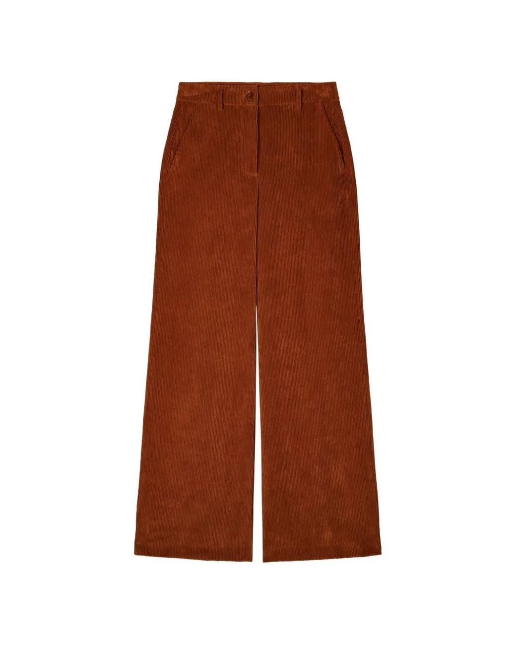 Patrizia Pepe Brown Straight-Leg Corduroy Trousers