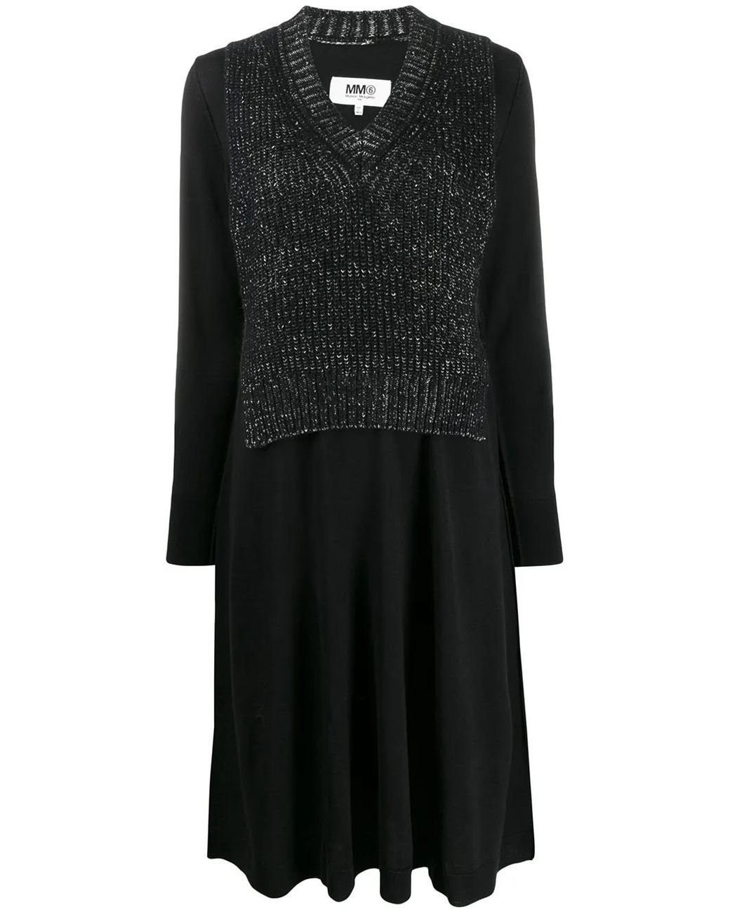 MM6 by Maison Margiela Black Spliced Bib Panel Dress