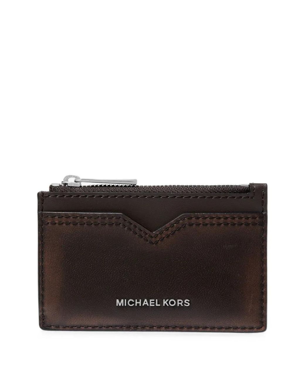 Michael Kors Black Hudson Burnished Leather Card Case for men
