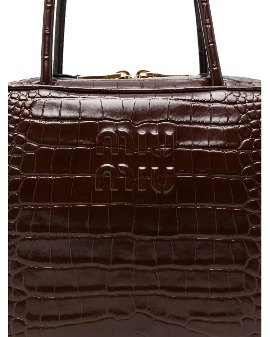 Miu Miu Brown Croc-Effect Leather Tote Bag