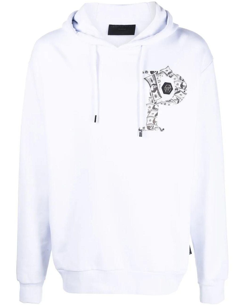 Philipp Plein White Money Graphic-Print Hoodie for men