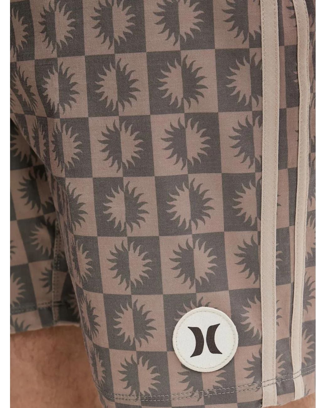 Hurley Gray Checkerboard Sun-Print Swim Shorts for men