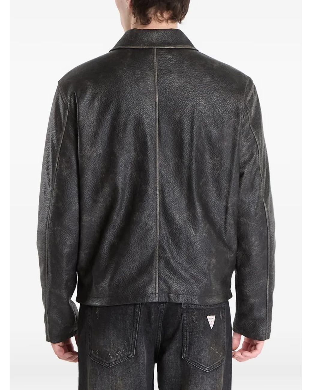 Guess Gray Faded-Effect Logo-Patch Jacket for men