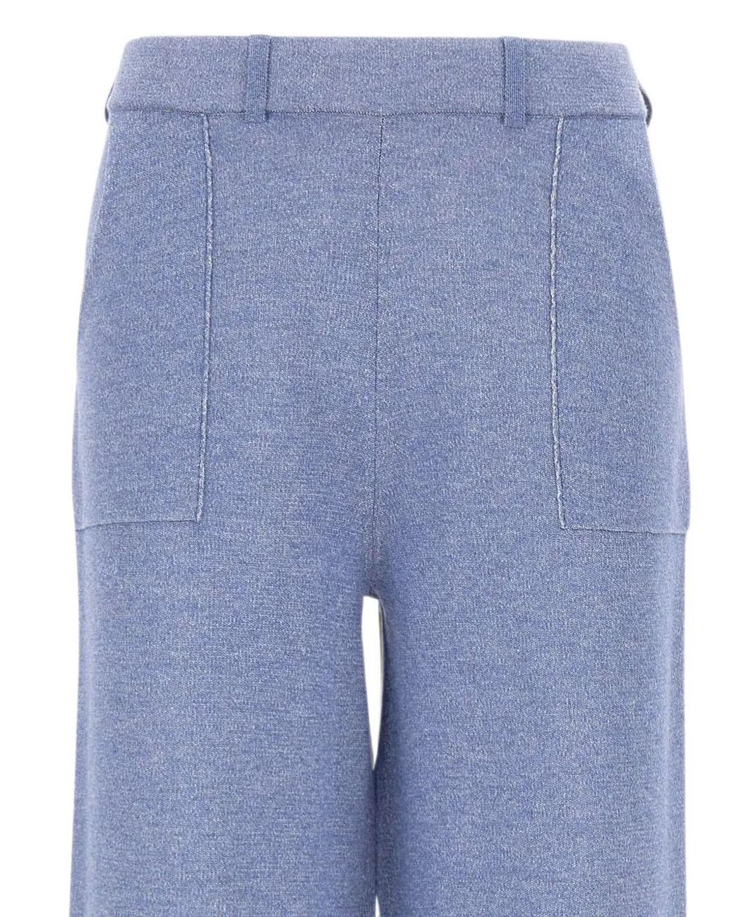 Kangra Blue Ribbed-Knit Palazzo Pants
