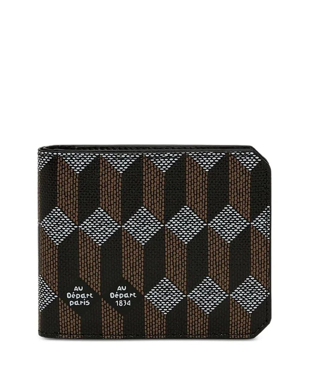 AU DEPART Black Geometric-Pattern Wallet