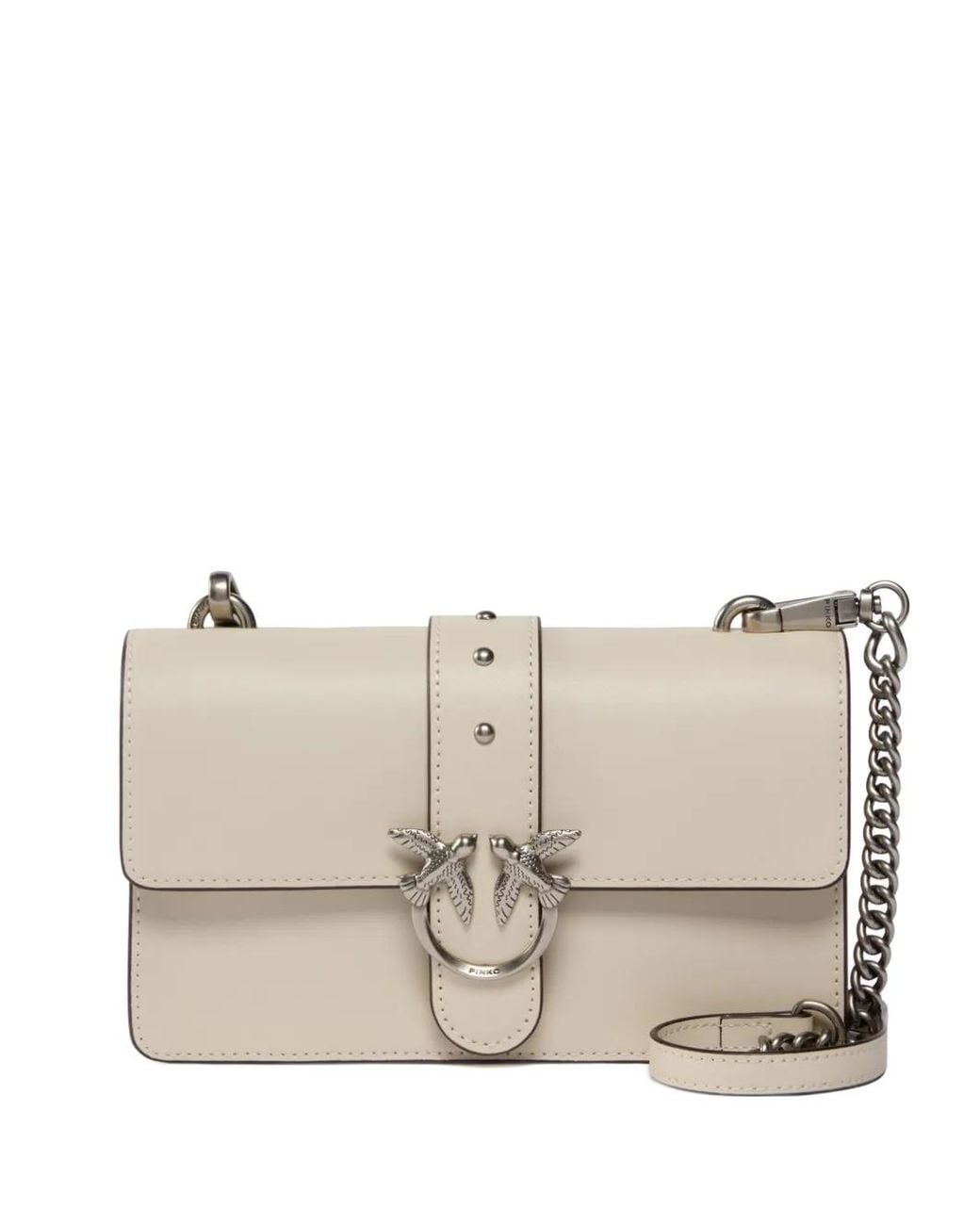 Pinko Natural Small Love Bag One Leather Shoulder Bag With New Buckle
