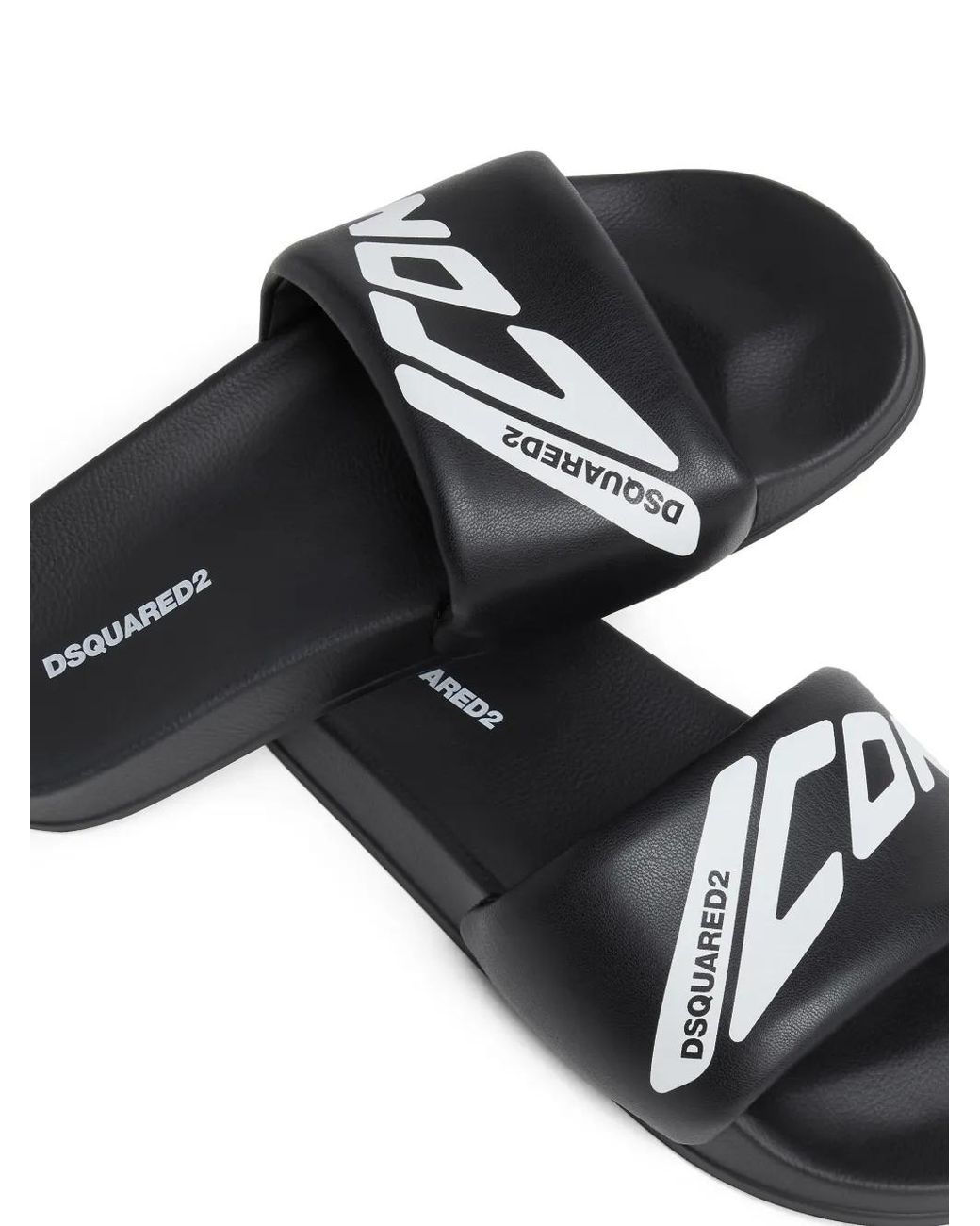 DSquared² Black Logo-Print Slides