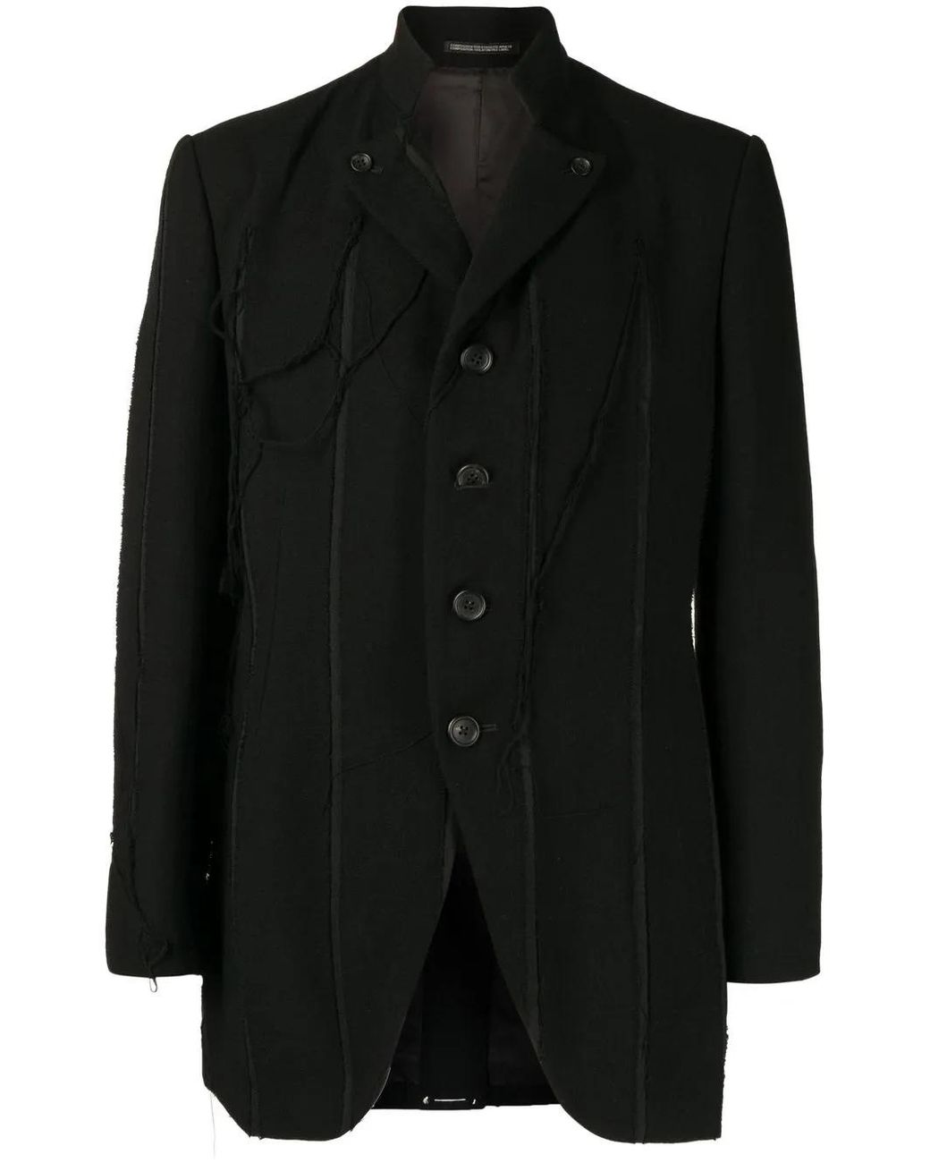 Yohji Yamamoto Black Button-Up Long-Sleeve Blazer for men