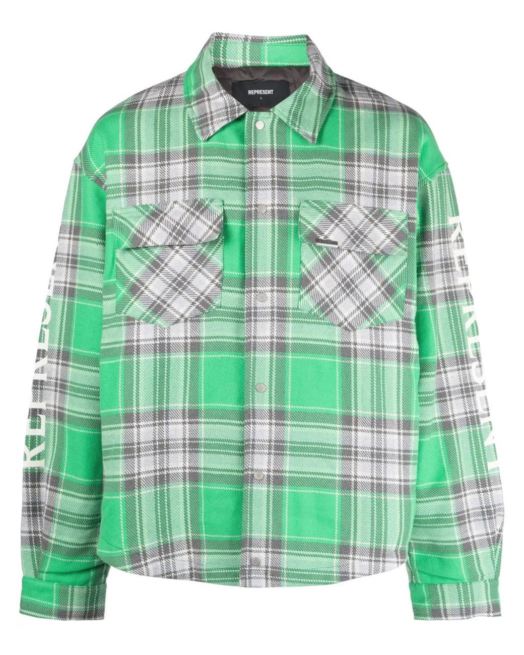 Represent Green Quilted Cotton Blend Over Shirt for men