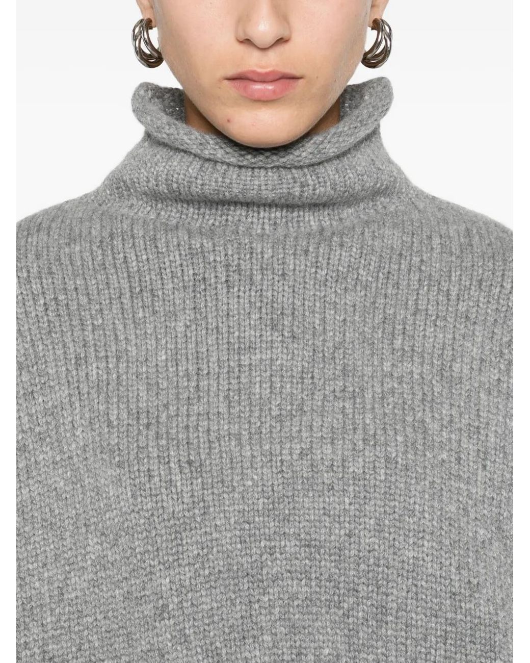 Khaite Gray Roll-Neck Sweater