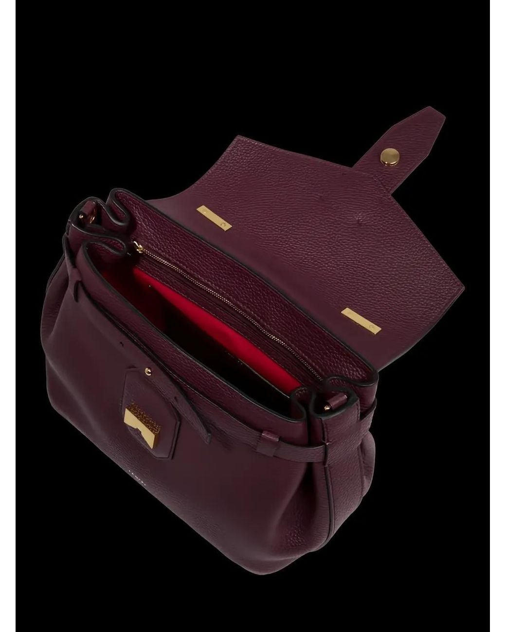 Lancel Purple Grained Leather Tote Bag