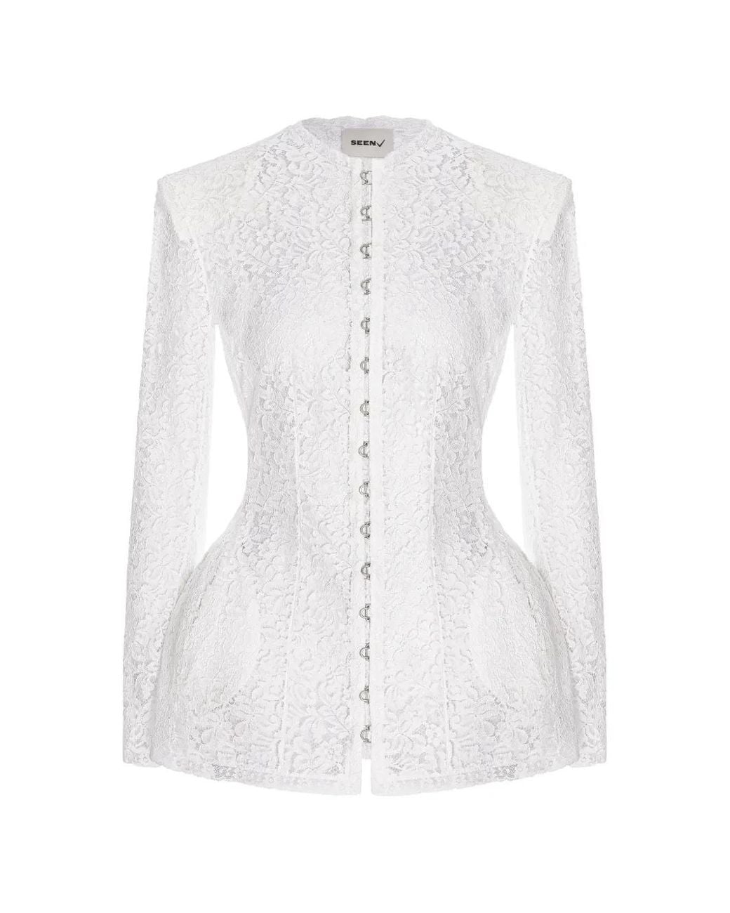 SEEN USERS White Trousseau Lace Blazer