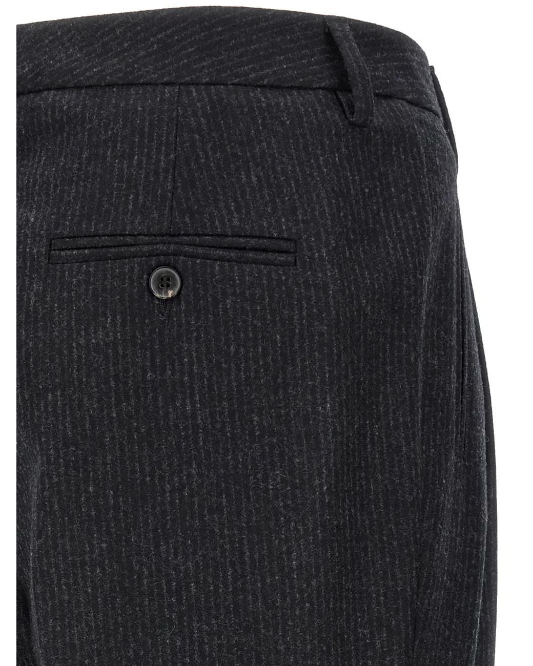 Alberto Biani Black Albertino Pinstriped Wool Trousers
