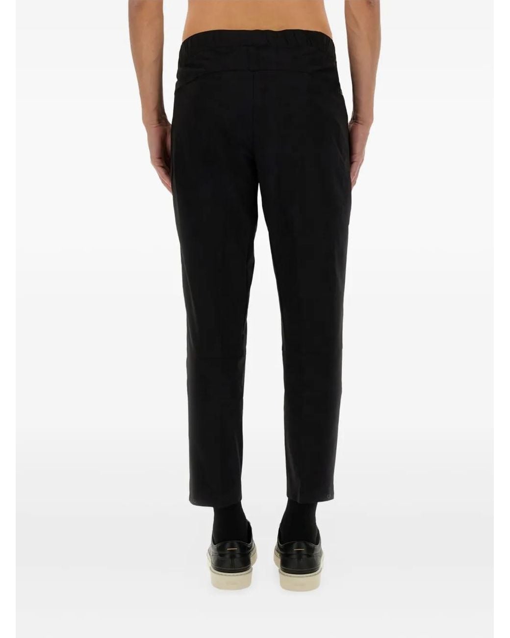 Boss Black Elastic-Waistband Straight-Leg Trousers for men
