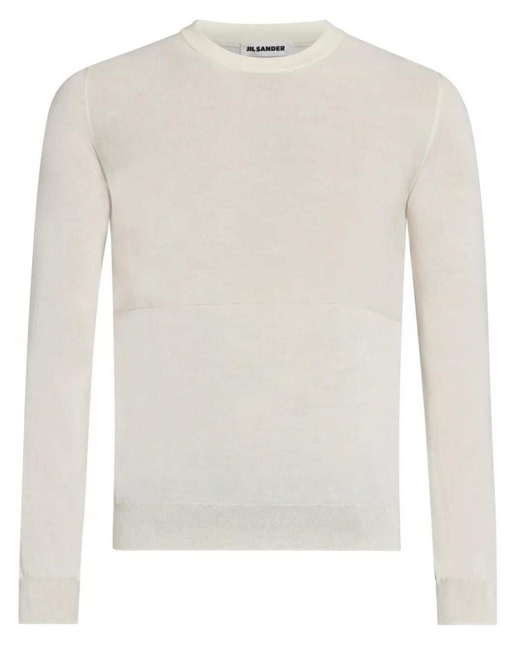 Jil Sander White Crew-Neck Sweater for men