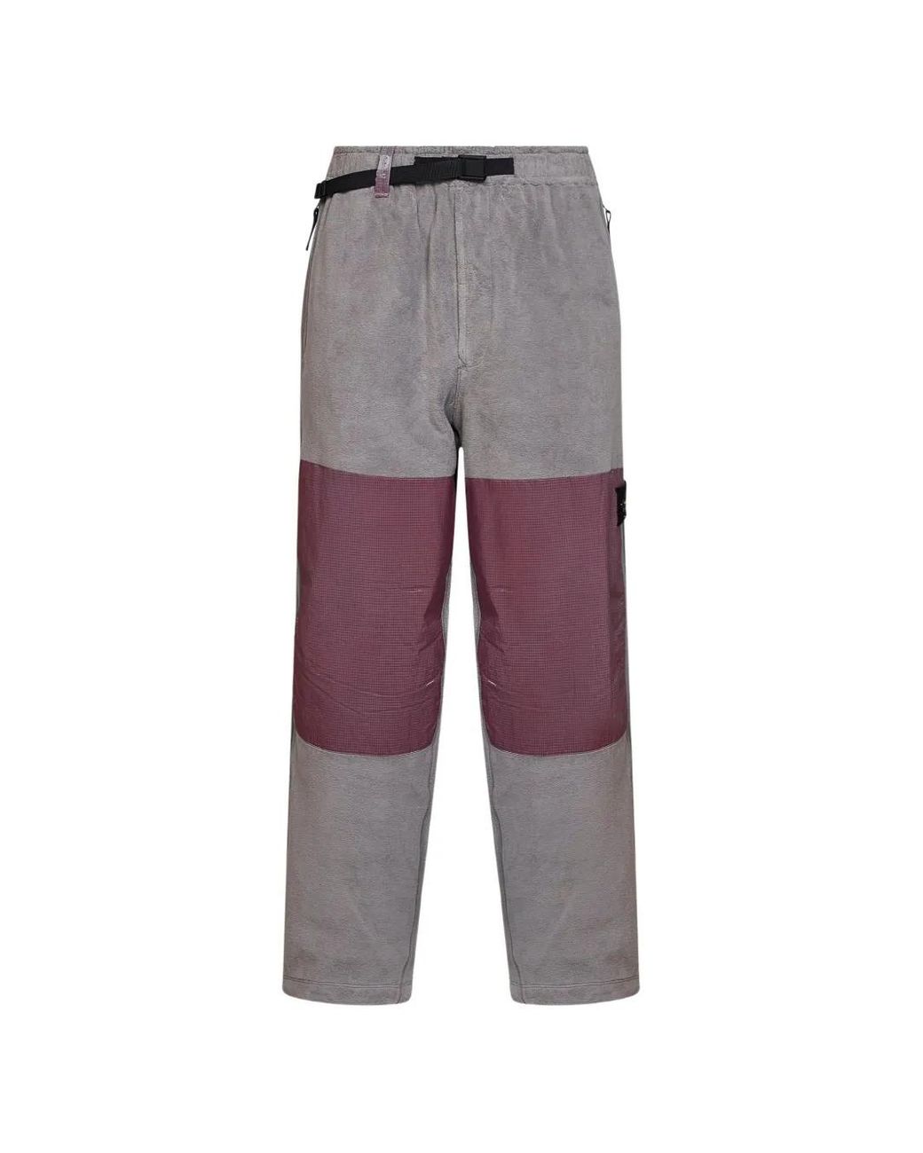 Stone Island Gray Logo-Patch Trousers for men