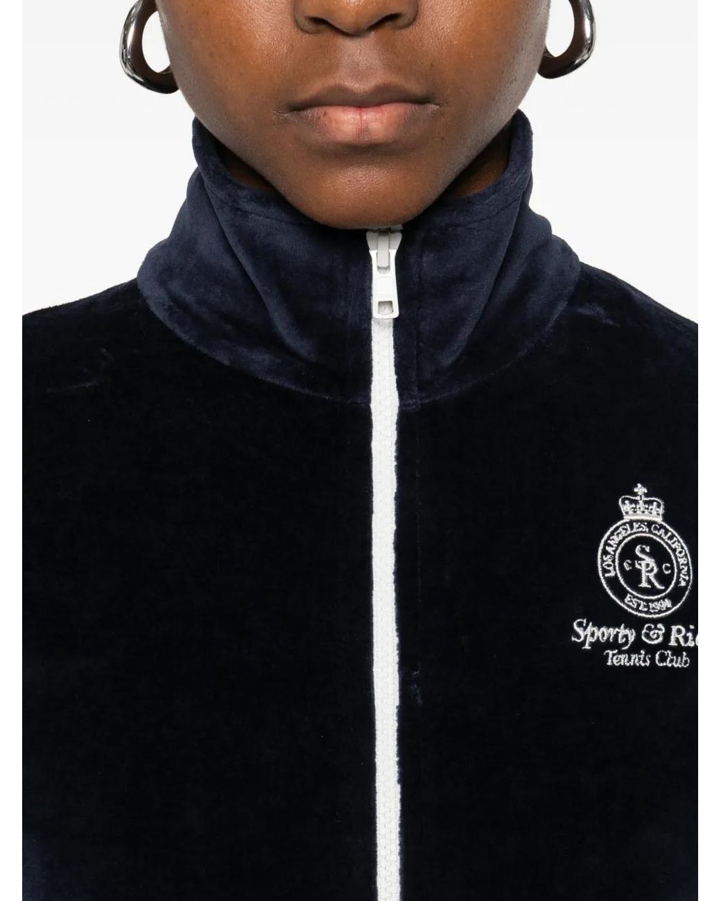 Sporty & Rich Black Sleeve-Stripe Zipped Sweatshirt