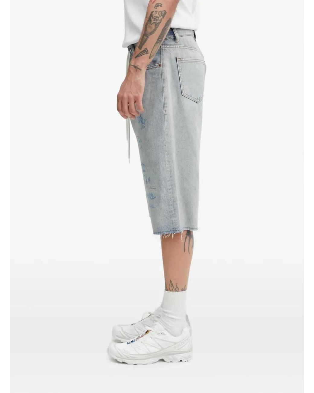 MM6 by Maison Margiela Gray Distressed Drawstring Shorts for men