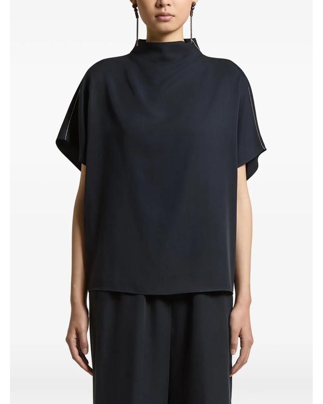 Peserico Black High-Neck Blouse