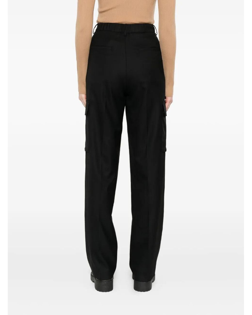 Herno Black Pleated Cargo Trousers